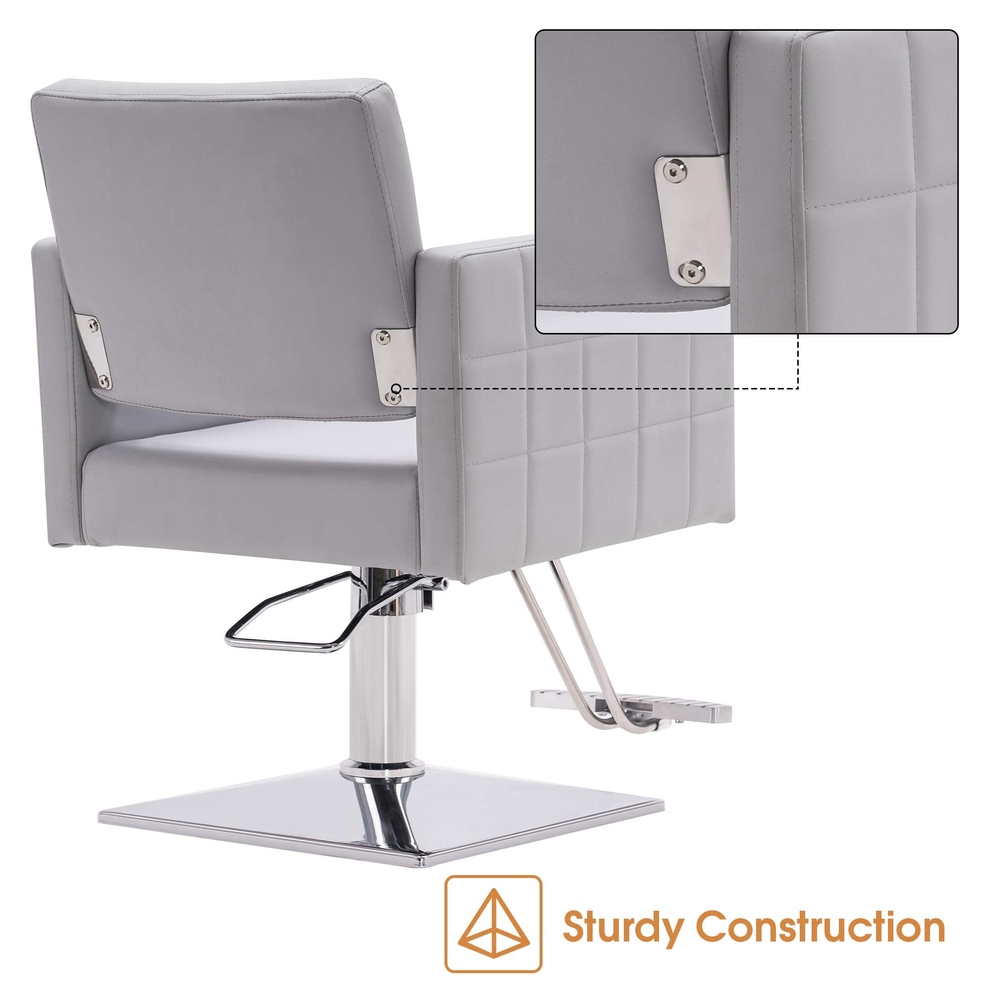 BarberPub Salon Chair for Hair Stylist, Hydraulic Stylist Chair, Adjustable Height, PVC Leather, 360 Degrees Swivel, Barbershop, Home Salon, Adult 8821 (Black)