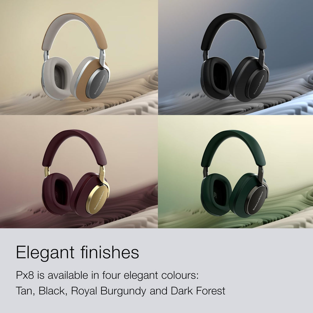 Bowers & Wilkins Px8 Over-Ear Headphones Wireless Bluetooth Noise Cancelling, Luxurious Materials, 30-Hour Battery Life, 15-Min Quick Charging, Black