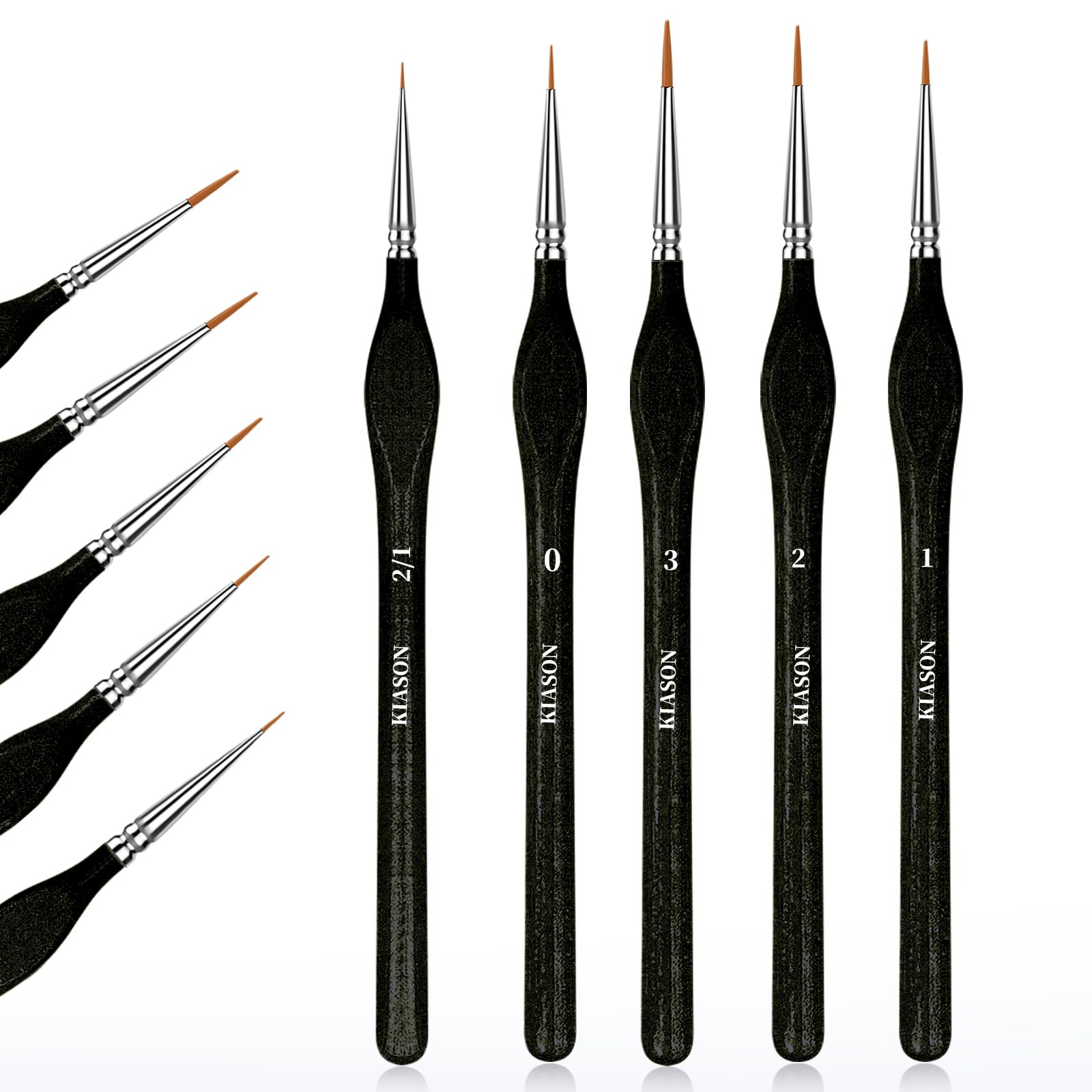 5PC Miniature Paint Brush for Fine Detailing, Detail Paint Brushes, Small Painting Brushes for Art, Crafts, Acrylic, Watercolor, Model, Face, Paint by Number, Figurine(Black)
