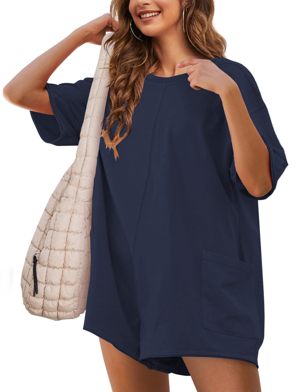 Rompers for Women Athletic Workout Hot Shot Tee Romper Casual Oversized Jumpsuits Overalls
