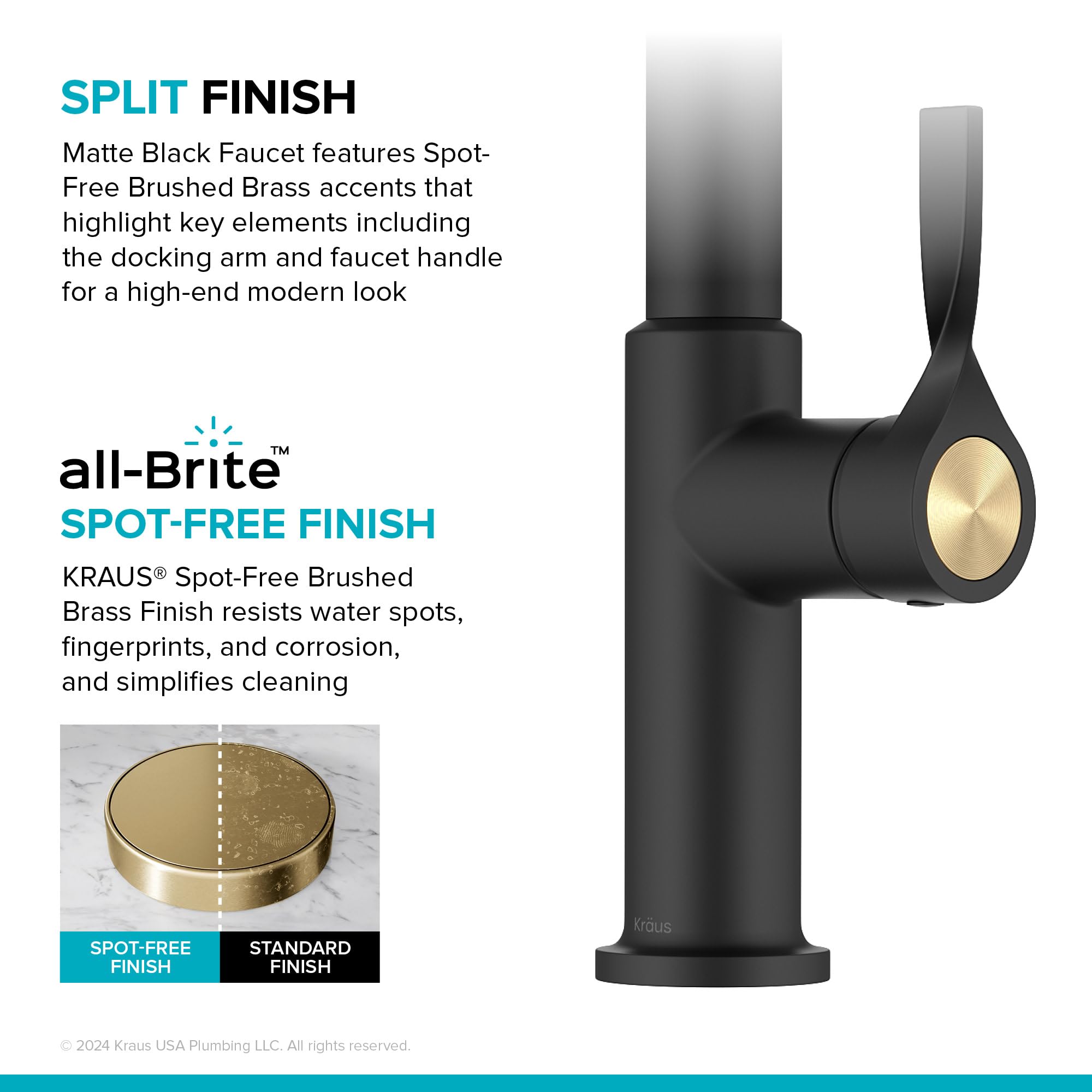 KRAUS Torak Pull Down Kitchen Faucet in Matte Black with Commercial Style Spring Spout, 2 Function Sprayer, Pre-Attached Water Lines, and Mounting Hardware, KPF-2635MB