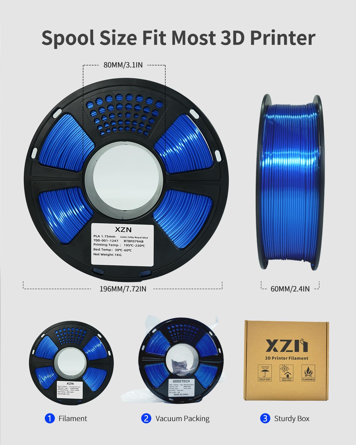 PLA Filament 1.75mm, 3D Printer Filament 1kg Spool (2.2lbs), Neatly Wound, +/- 0.02mm Precision, No Clog/Bubble, Excellent Layer Adhesion, Fits Most FDM Printers, Apple Green