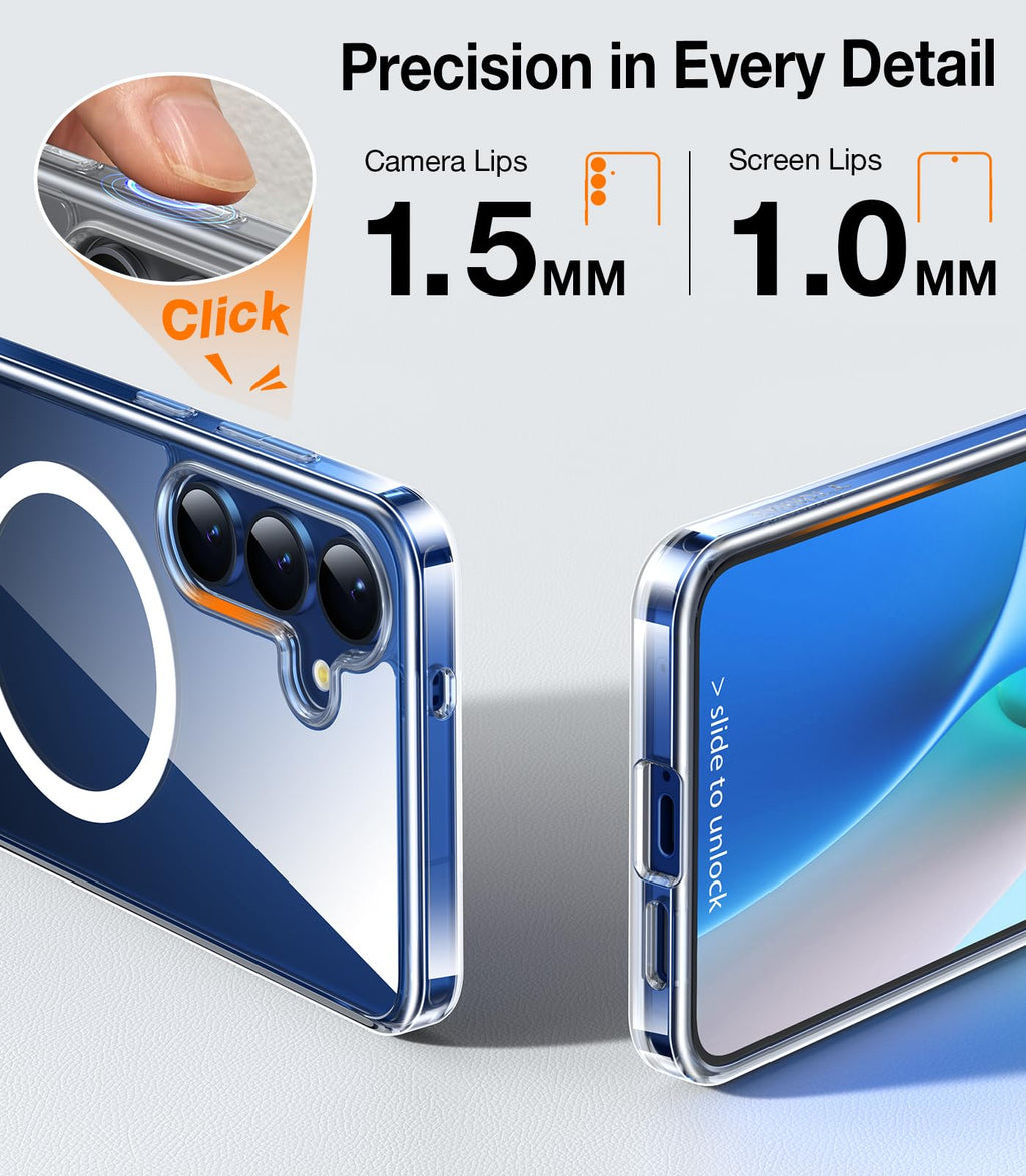 TORRAS Strong Magnetic & Seamless Stand for Samsung Galaxy S24 Ultra Case, Fit for MagSafe, Mil-Grade Drop Protection, Kickstand for Samsung Galaxy S24 Ultra Case, Translucent Back/Black Edge