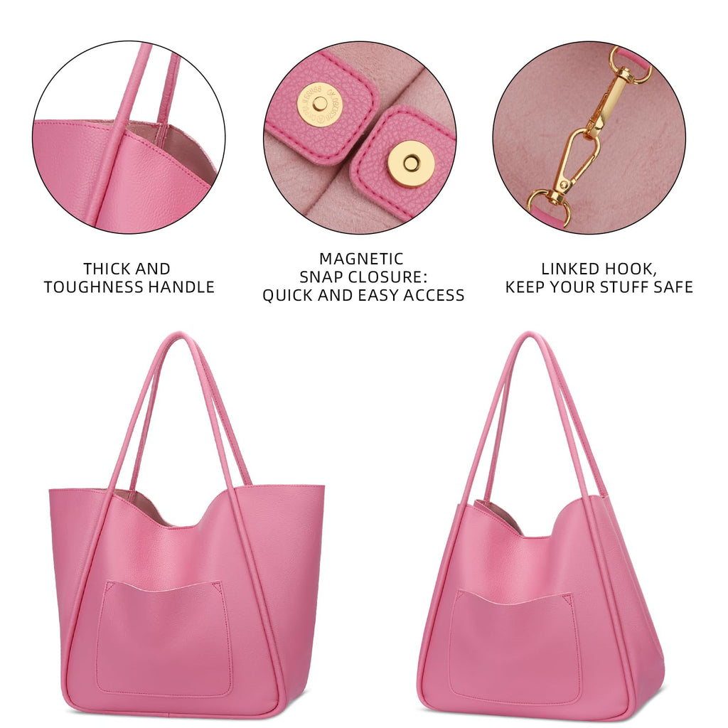 KKXIU Tote Bag for Women Vegan Leather Shoulder Purse Large Capacity Travel Bag