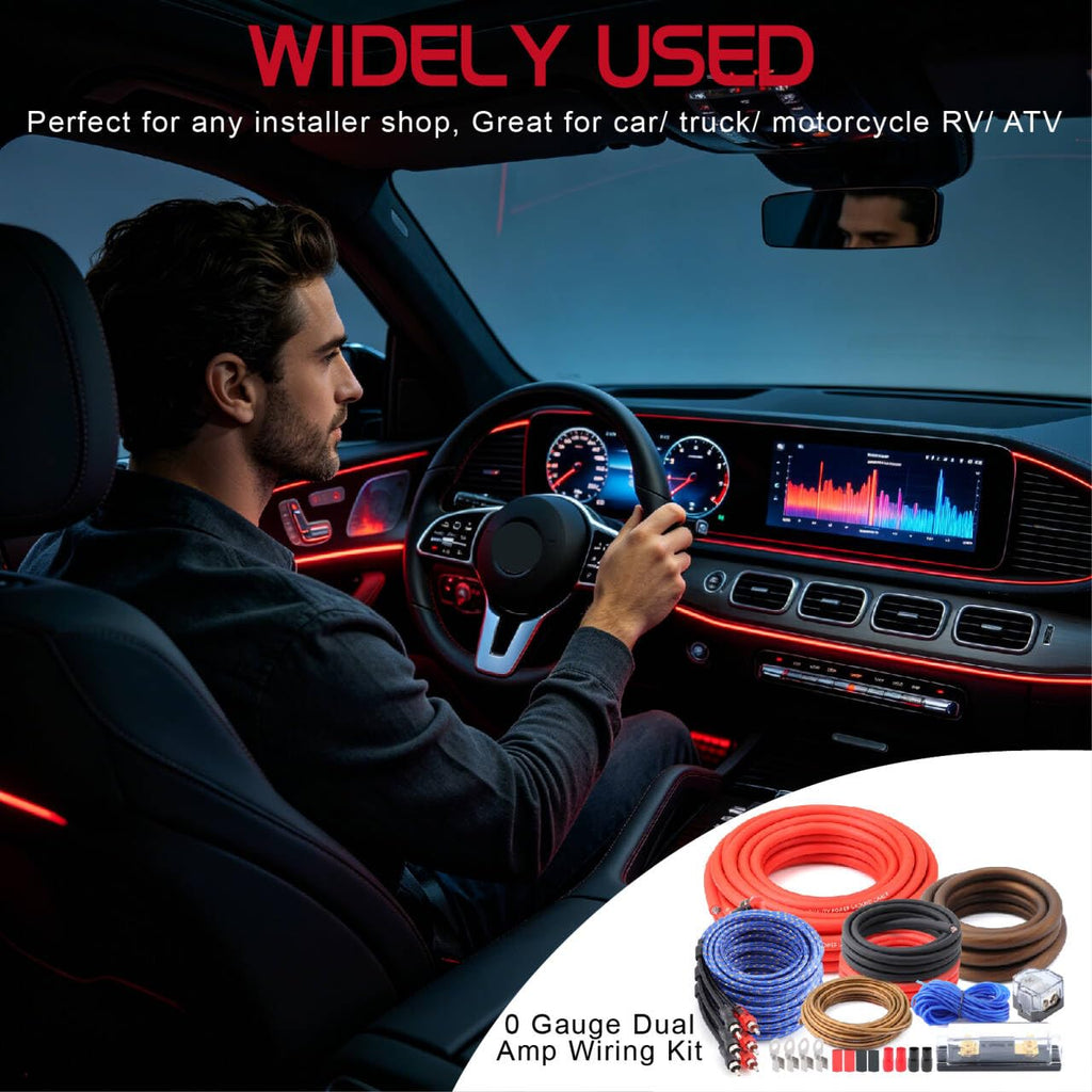 0 Gauge Amp Wiring Kit,3000 Watt Amplifier Sub Installation Kit Make Connections and Brings Power to Your Radio,Subwoofers and Speakers