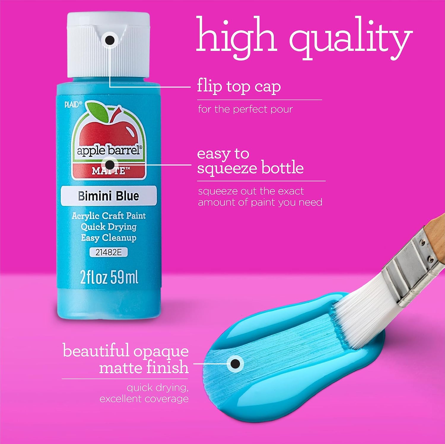 Apple Barrel Acrylic Craft Paint Set, Perfect for Arts & Crafts, 2 fl oz Each, 18 Assorted Matte Colors, 18 Count