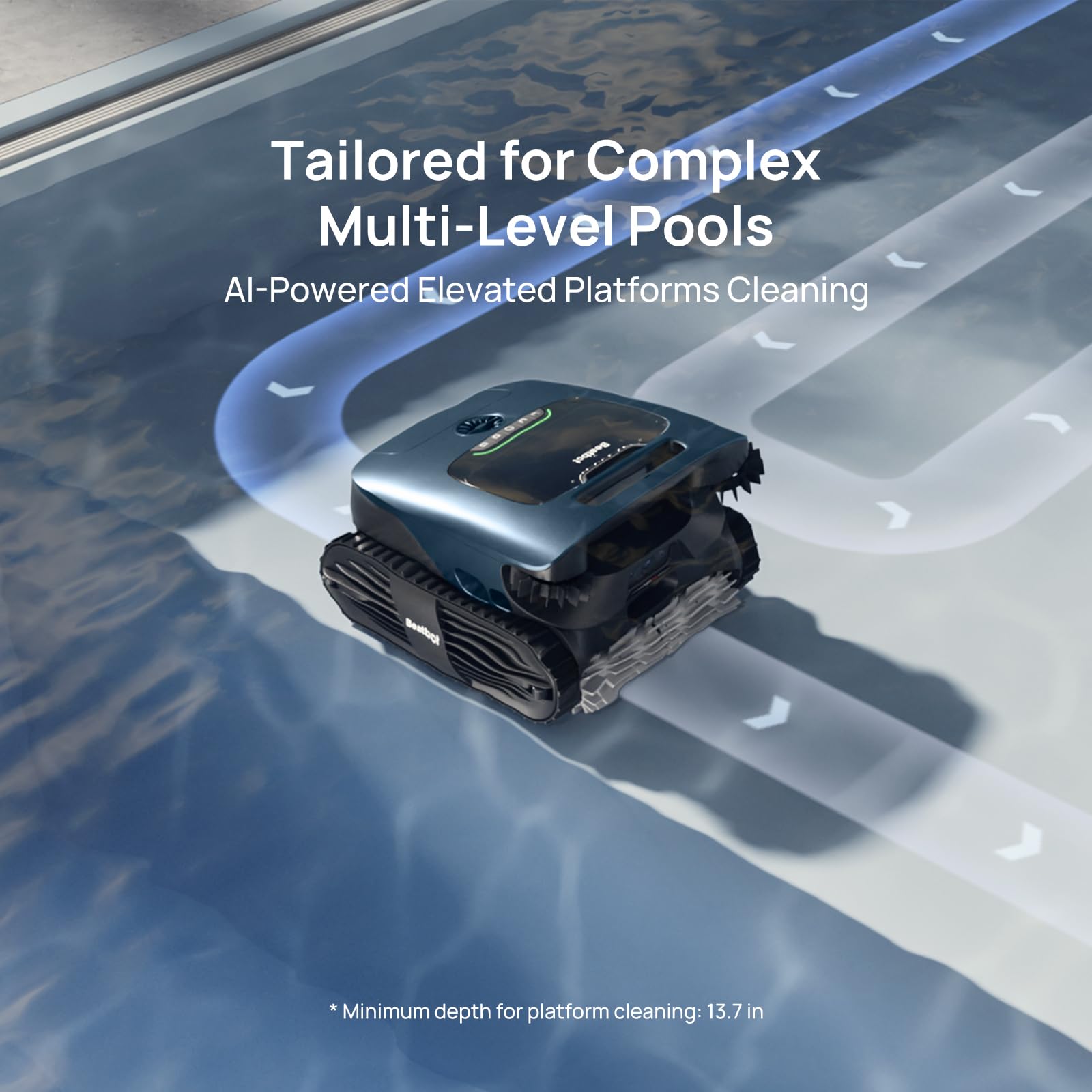 Beatbot AquaSense 2 Ultra Pool Vacuum Robot, Pool Mapping with AI Camera, AI Cruise Debris Detection, Multi-Level Platform Cleaning, 5-in-1 Cleaning, Superior Surface Cleaning – Midnight Blue