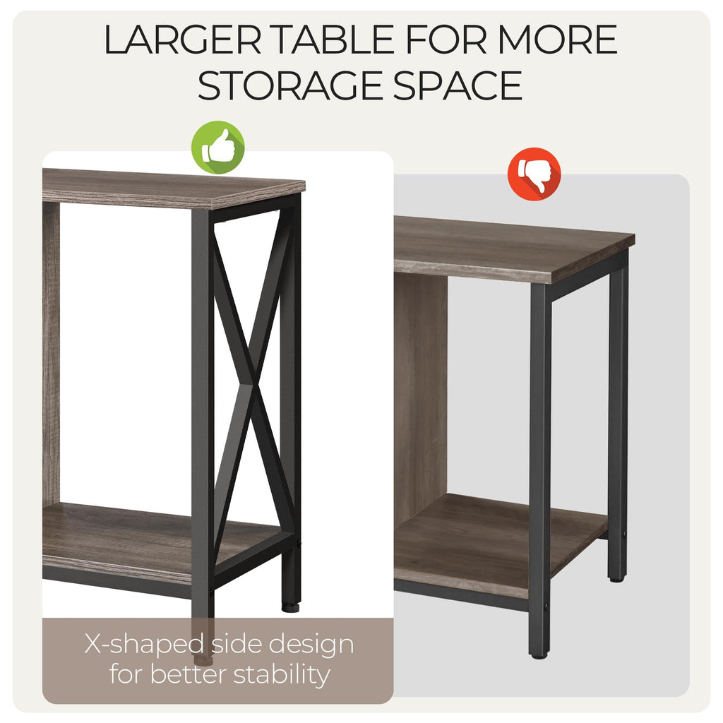 Yaheetech Industrial TV Stand for 55 Inch TV, Entertainment Center Media Console Table with Open Storage for Living Room, Wood Modern Furniture, Gray