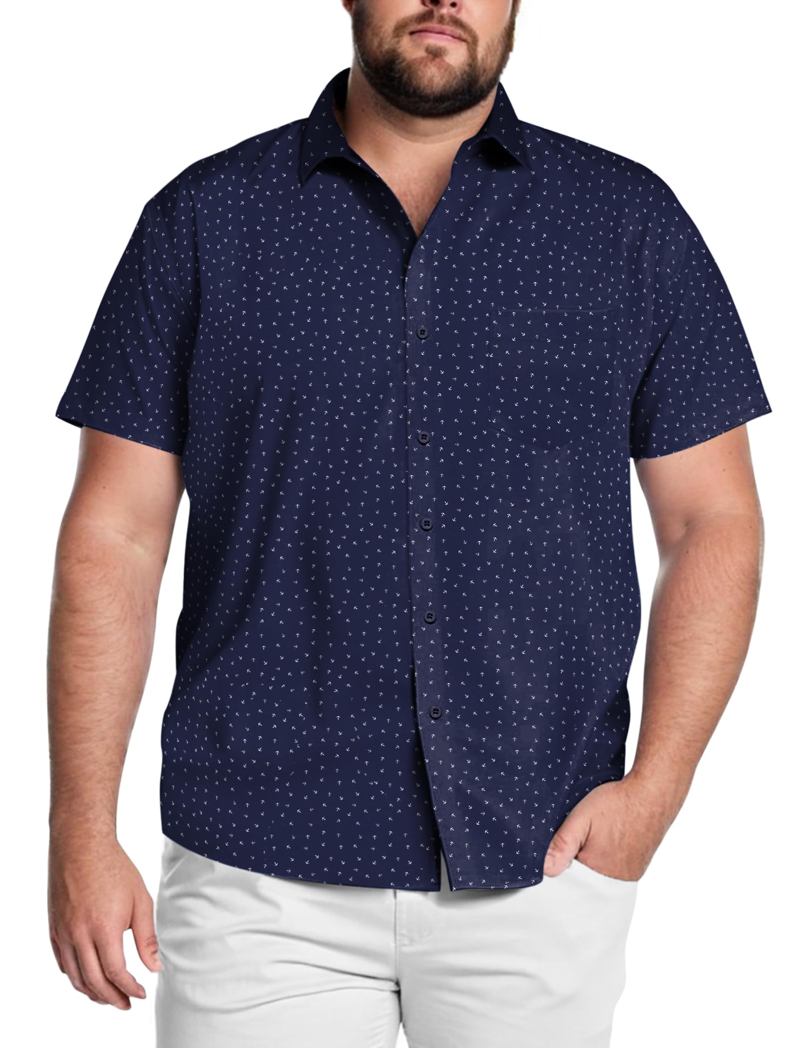 COOFANDY Big & Tall Shirts for Men Short Sleeve Button Down Casual Dress Shirts
