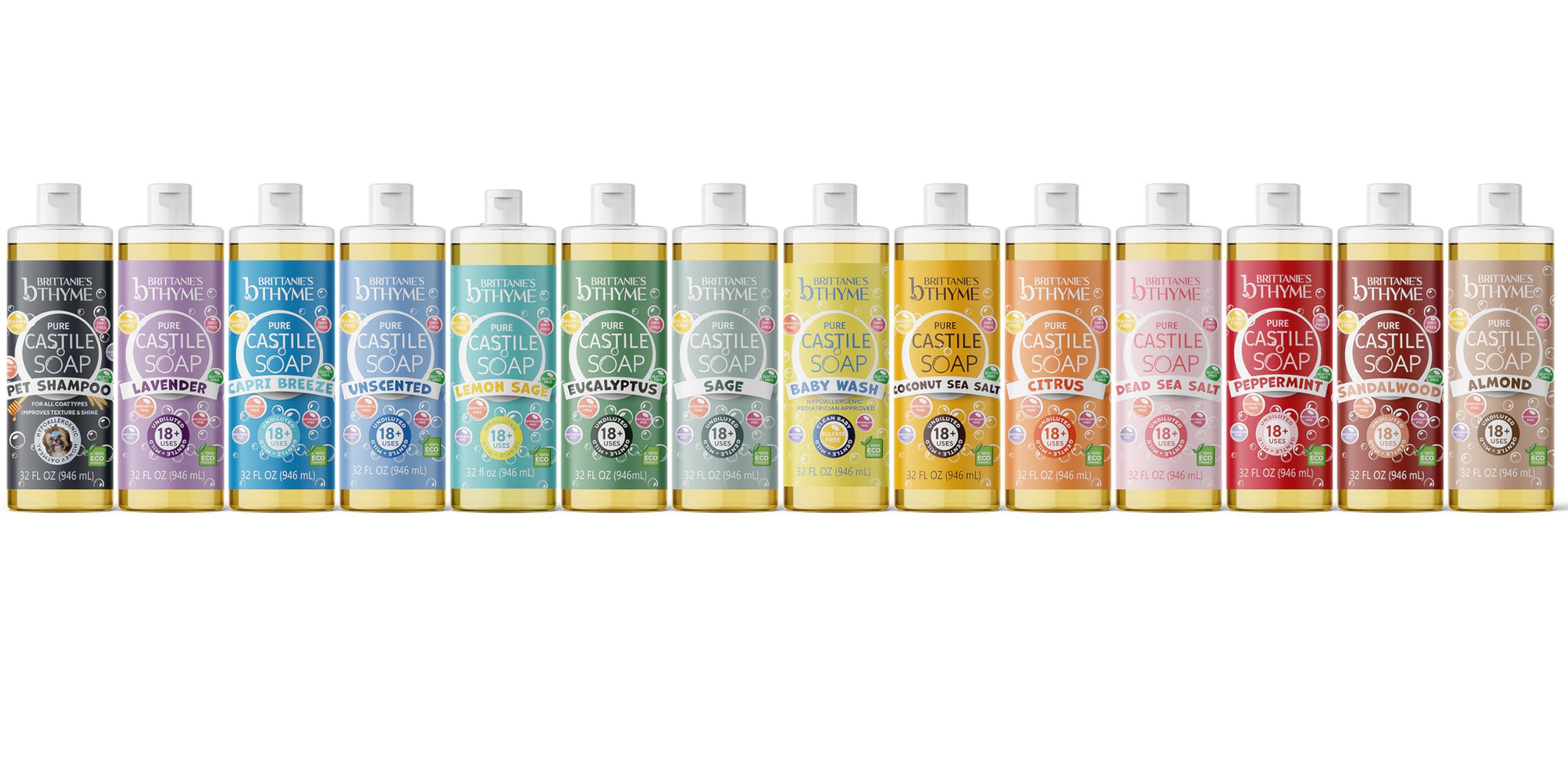 Brittanie’s Pure Castile Liquid Soap Refill, Bergamot Lime, 12 Ounce | Dish Soap, Hair & Body, Home, Gentle and Pure, Made with Natural Luxurious Oils, Vegan & Gluten Free Non-GMO