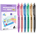 Four Candies 6Pack 0.5mm Black Ink Quick Dry Retractable Gel Pen Set, Cute Transparent Pastel Fine Point Note Taking Aesthetic lnk Pens, Comfort Grip Drawing Writing School Office Home