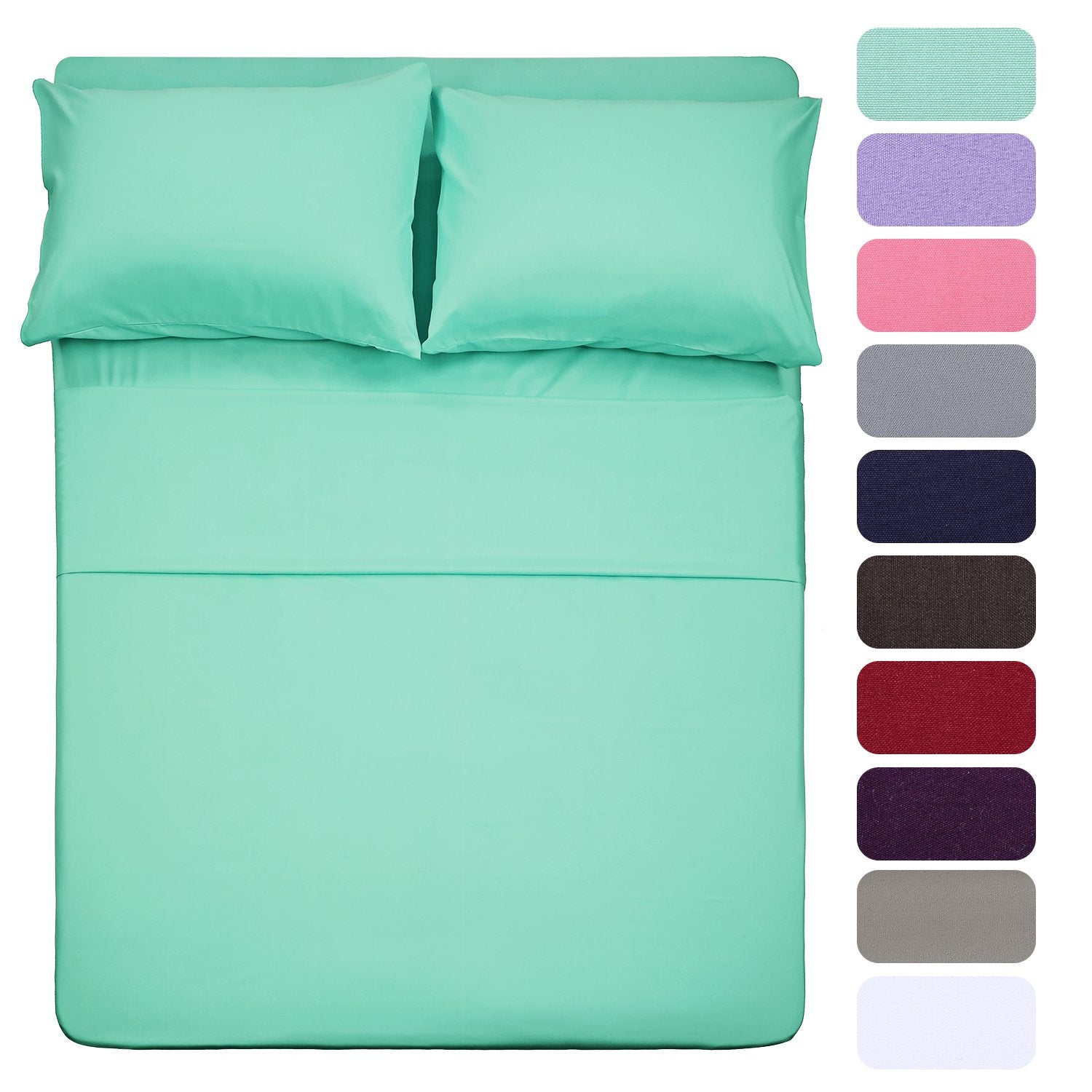 Best Season Bed Sheet Set - 1 Flat Sheet,1 Fitted Sheet and 1 Pillow Cases, Extra Soft Luxury Bedding Set,Deep Pockets,Wrinkle,Fade Resistant - Hypoallergenic- 3 Piece (Twin,Baby Blue)