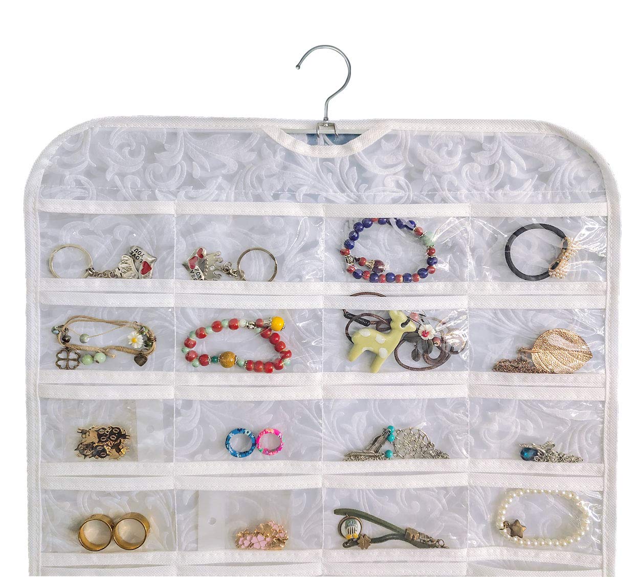 BB Brotrade Hanging Jewelry Organizer,Accessories Organizer,80 Pocket Organizer for Holding Jewelries（Beige）