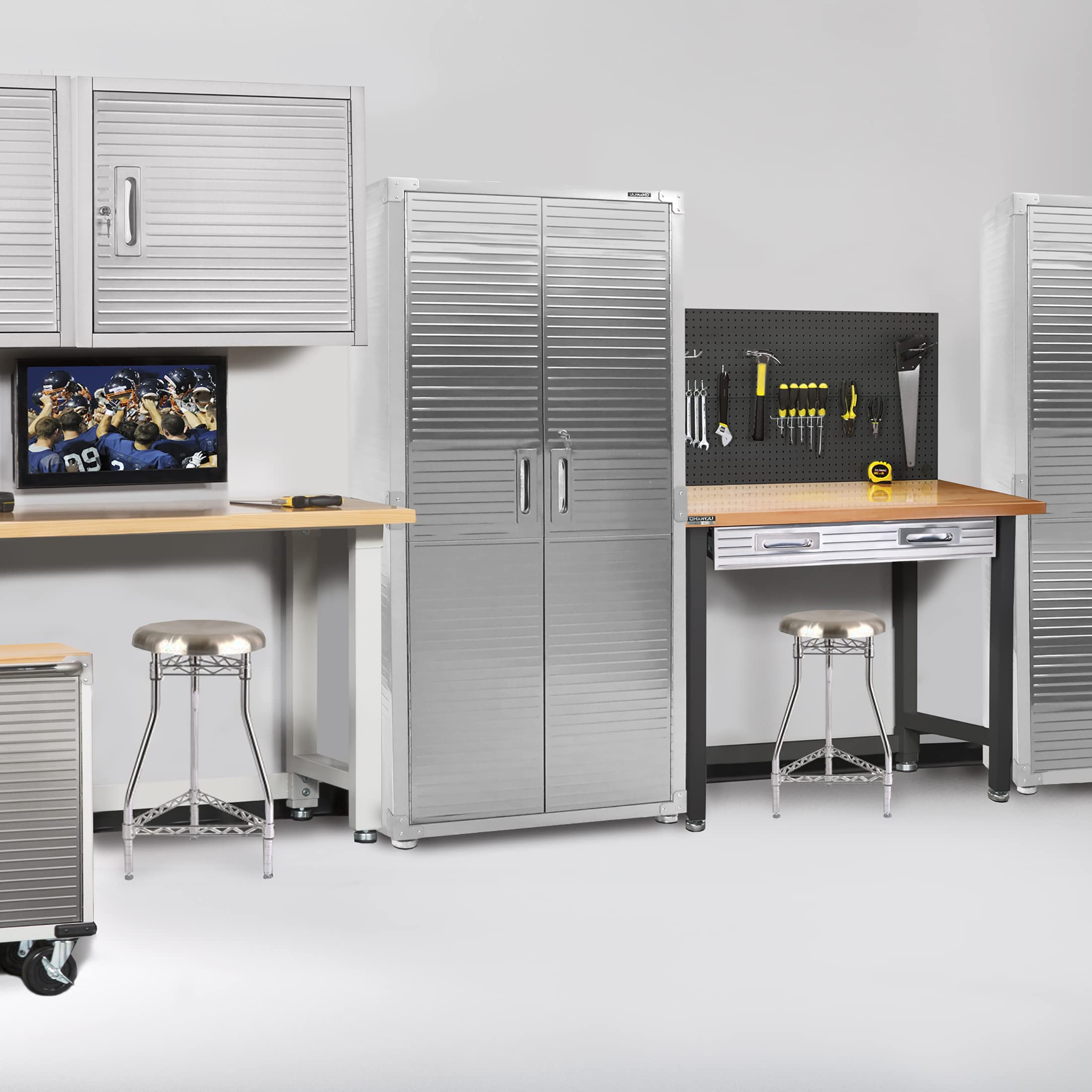Seville Classics UltraHD Solid Steel Lockable Metal Storage Cabinet Locker Organizer, w/Adjustable Shelves for Garage, Warehouse, Office, Classroom, Granite, 30" W x 18" D x 72" H