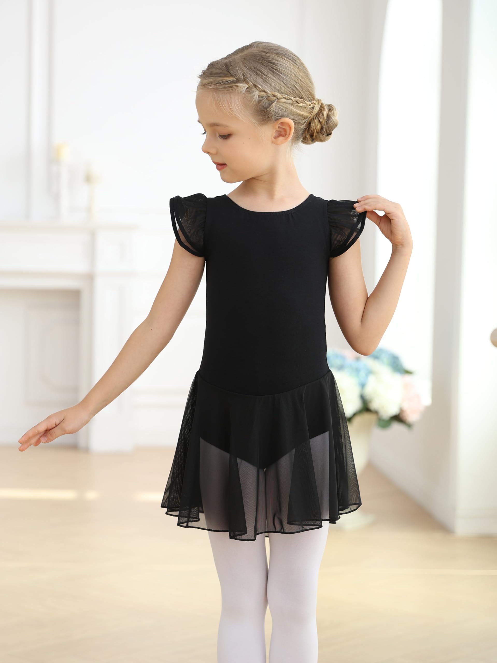 Mecceos Ballet Leotards for Girls Toddler Dance Leotards Short/Long Sleeve Skirt Ballerina Outfits