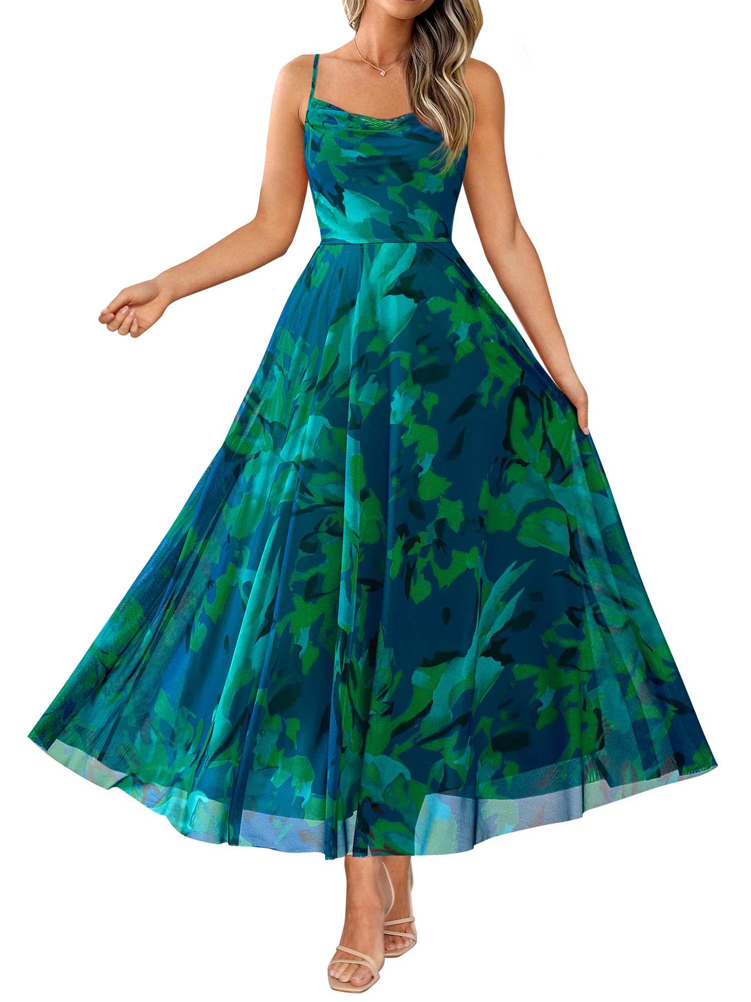 BTFBM Women Summer Floral Maxi Dresses Elegant Spaghetti Strap Dress Printed Party Dress Beach Long Dresses