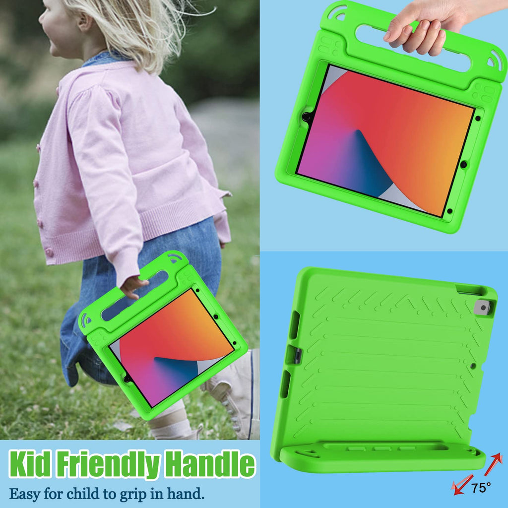 AVAWO Kids Case for iPad 10.2" 9th & 8th & 7th Generation, iPad 10.2 2021/2020/2019 Case with Built-in Screen Protector, Light Weight Shock Proof Handle Stand Friendly Cover for iPad 10.2" - Black