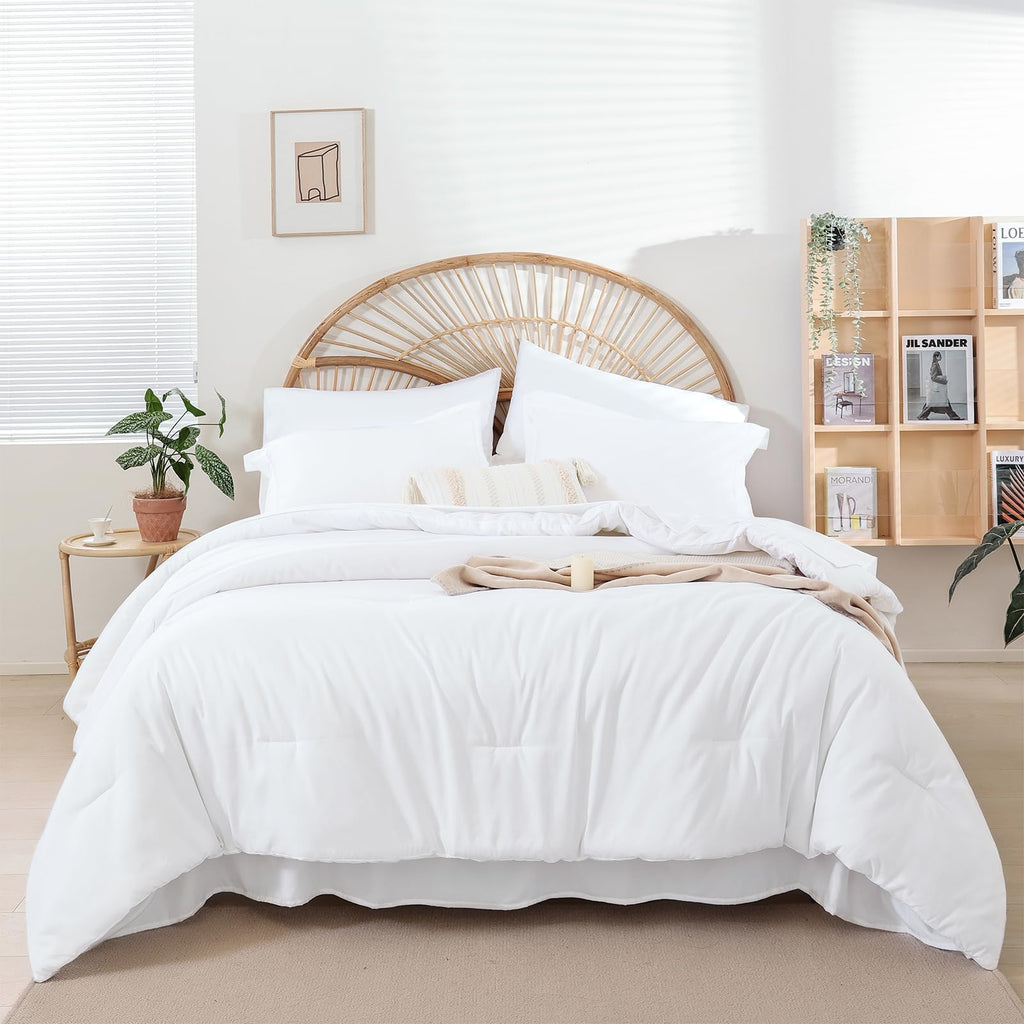 weigelia Twin Comforter Set 5 Pieces Beige Bed in A Bag Soft Queen Bedding Set Lightweight Comforter Set for Women and Men（Comforters, Flat & Fitted Sheets, Pillowcases & Shams）