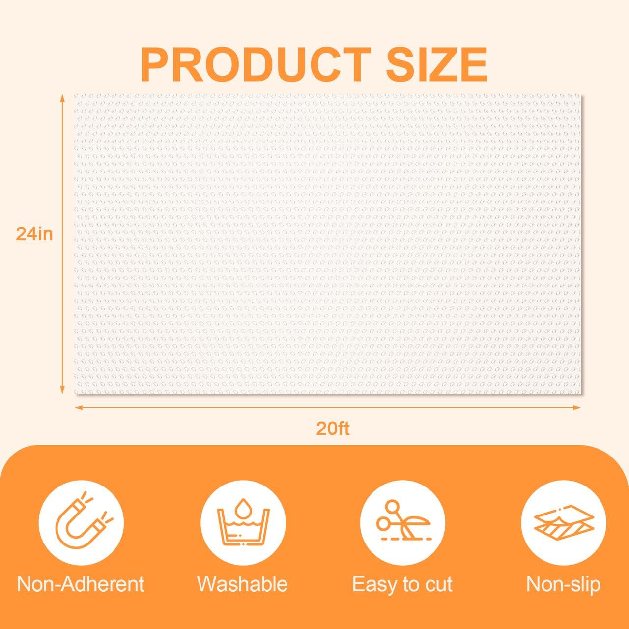 FEXIA Shelf Liner for Kitchen Cabinets Drawer Non Adhesive Non-Slip Liner 12 Inches x 20 FT Waterproof & Oil-Proof Durable Material Fridge Liner for Shelves