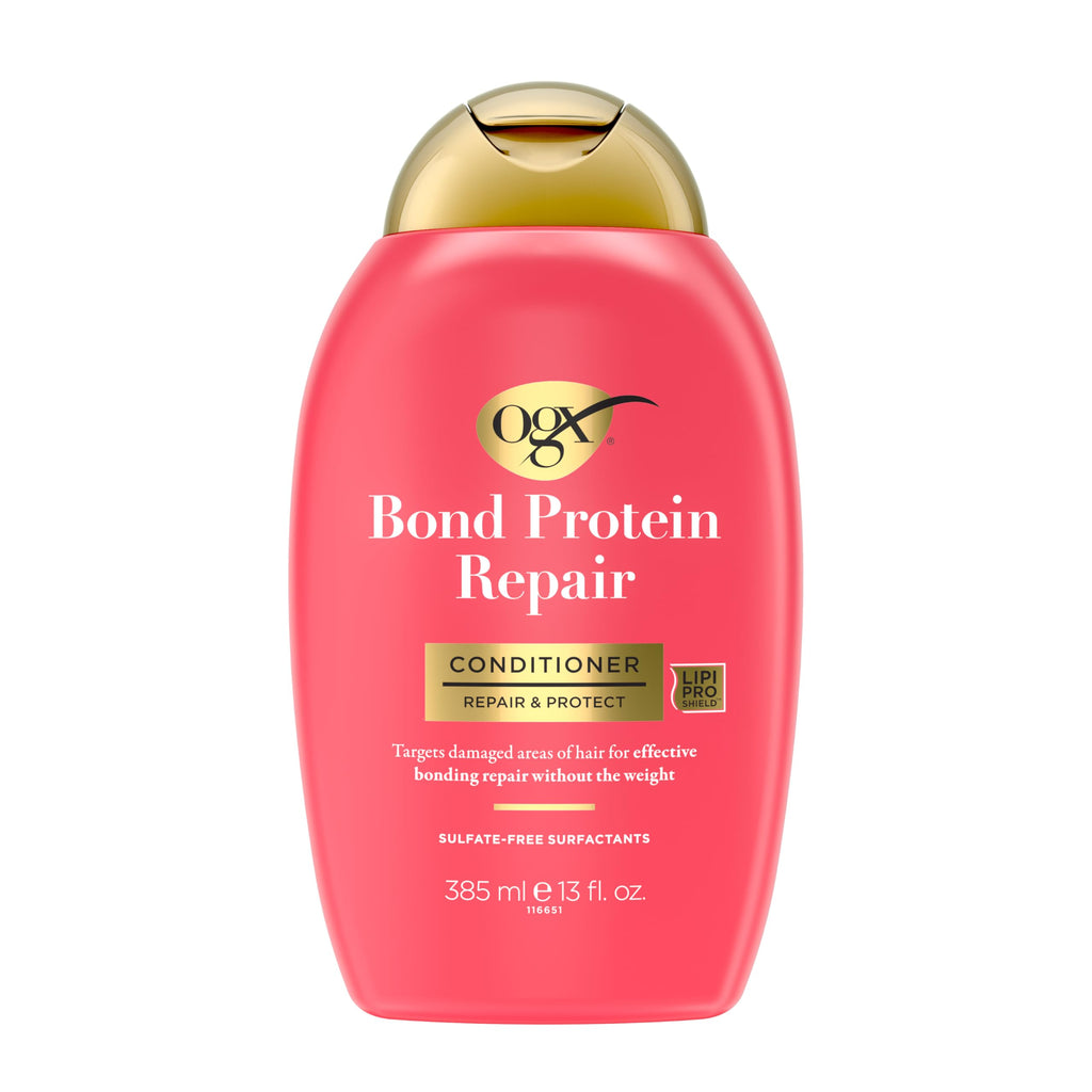 OGX Repair & Protect Bond Protein Repair Conditioner, Lightweight Conditioner Targets Damaged Areas of Hair, Formulated without Parabens, Sulfate-Free Surfactants, 13 fl. oz