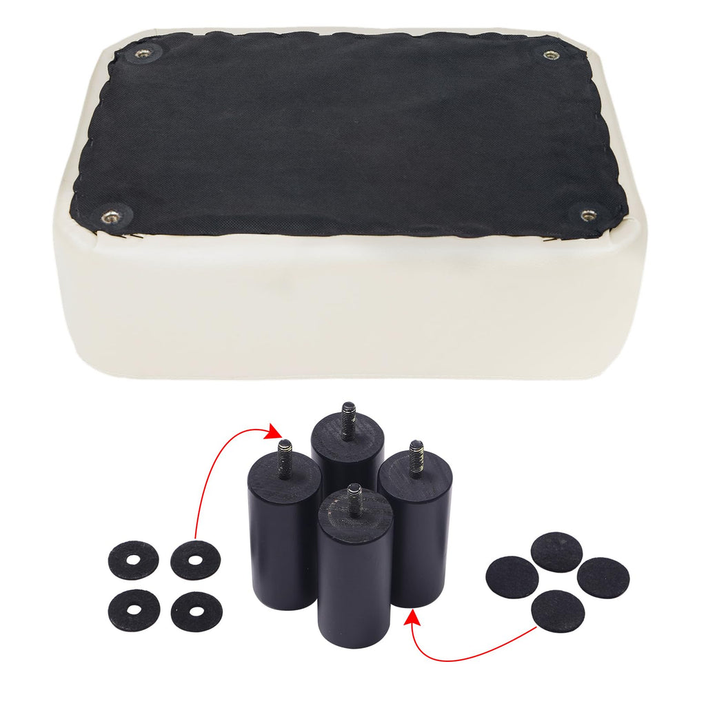 IBUYKE 16.54" Small Footstool, PU Faux Leather Step Stool, with Padded Seat Pine Wood Legs and Padded Rectangular Stool, for Bedroom, Black RF-BD210