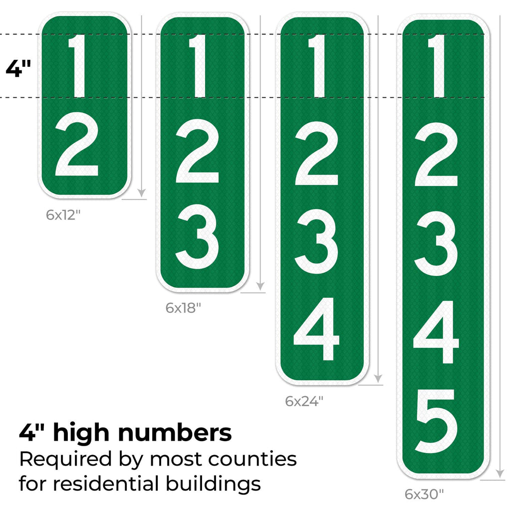 911 Address Number Sign, Custom Emergency Reflective Mailbox Sign, Visible Day & Night, Ideal for Driveway, Multi Unit Buildings and House, 6x12 Inches, 3M EGP Reflective .040 Aluminum, Fade Resistant,