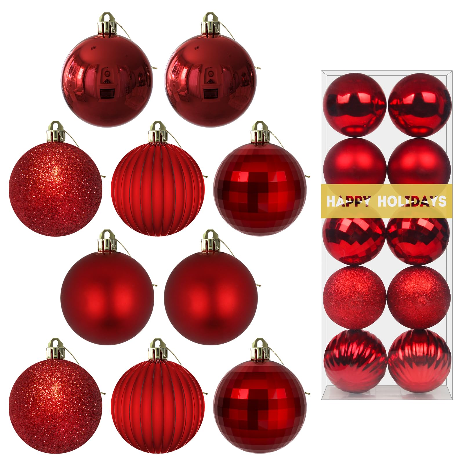 Bubblegun Pink 1.6" Small Christmas Balls Christmas Tree Decoration Ornaments Shatterproof Hanging Balls for Birthday Halloween Holiday Wedding Decorations Set of 12pcs