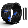 20FT Cat6 Outdoor Ethernet Cable, In-Ground, Heavy Duty Direct Burial, 24AWG CCA Patch Cord, PoE, UTP, Waterproof, LLDPE UV Resistant, Network, Internet, LAN, Cat 6 Cable 20 Feet with 25 Cable Ties