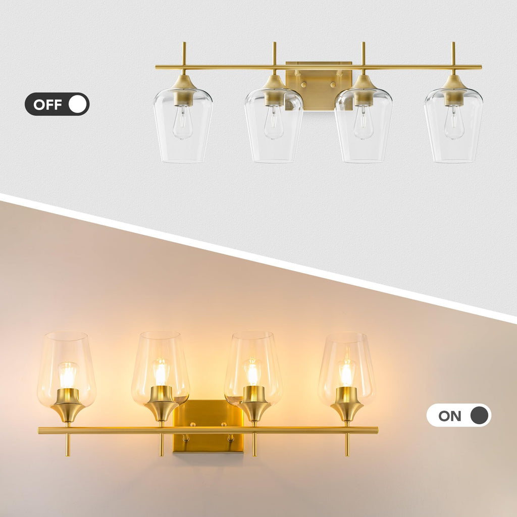 VONLUCE Bathroom Vanity Light, 2 Light Bathroom Light Fixture Over Mirror, Bathroom Wall Lamp with Clear Glass, Modern Brushed Nickel Vanity Lighting fixtures for Bathroom, Bedroom, Hallway