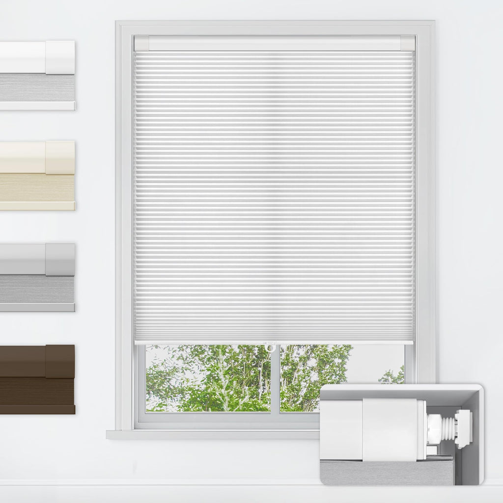 LazBlinds No Tools No Drill Cordless Cellular Shades, Blackout Light Blocking Honeycomb Shades for Home, Thermal Insulation Blinds for Windows, 20" W x 48" H, Beige