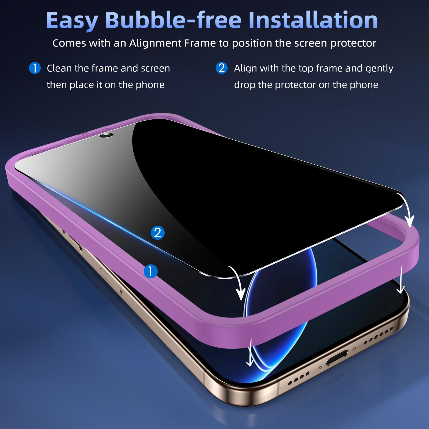 WHPXJY Privacy Screen Protector for iPhone 11 Pro Max & iPhone Xs Max (2 Pack), Tempered Glass Film with 28° Privacy Protection, Anti-Scratch, Easy Installation, Bubble-Free (Not for iPhone 11)