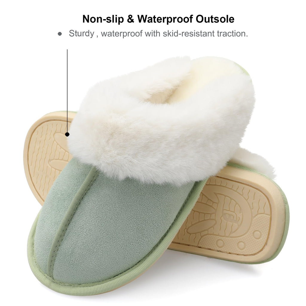 Besroad Winter Fuzzy House Slippers Sandals Plush Faux Fur Fluffy Flats Slippers Warm Slide Shoes for Women