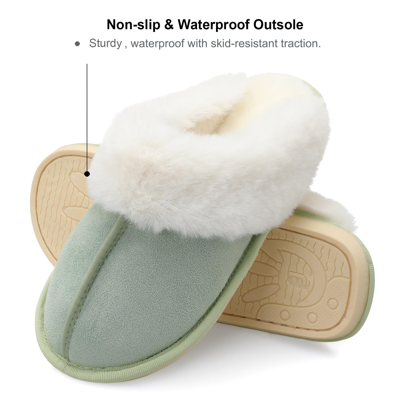 Besroad Winter Fuzzy House Slippers Sandals Plush Faux Fur Fluffy Flats Slippers Warm Slide Shoes for Women