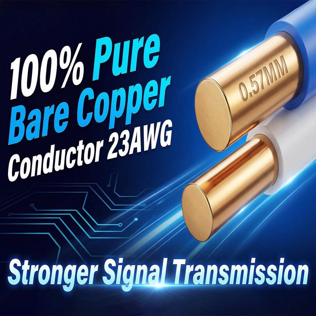 550MHZ CAT6 Plenum Cable 1000ft, 100% Pure Bare Copper, PoE++, DSX- 8000 Certified 23AWG 4Pair, Solid Network Cable Unshielded Twisted Pair (UTP)