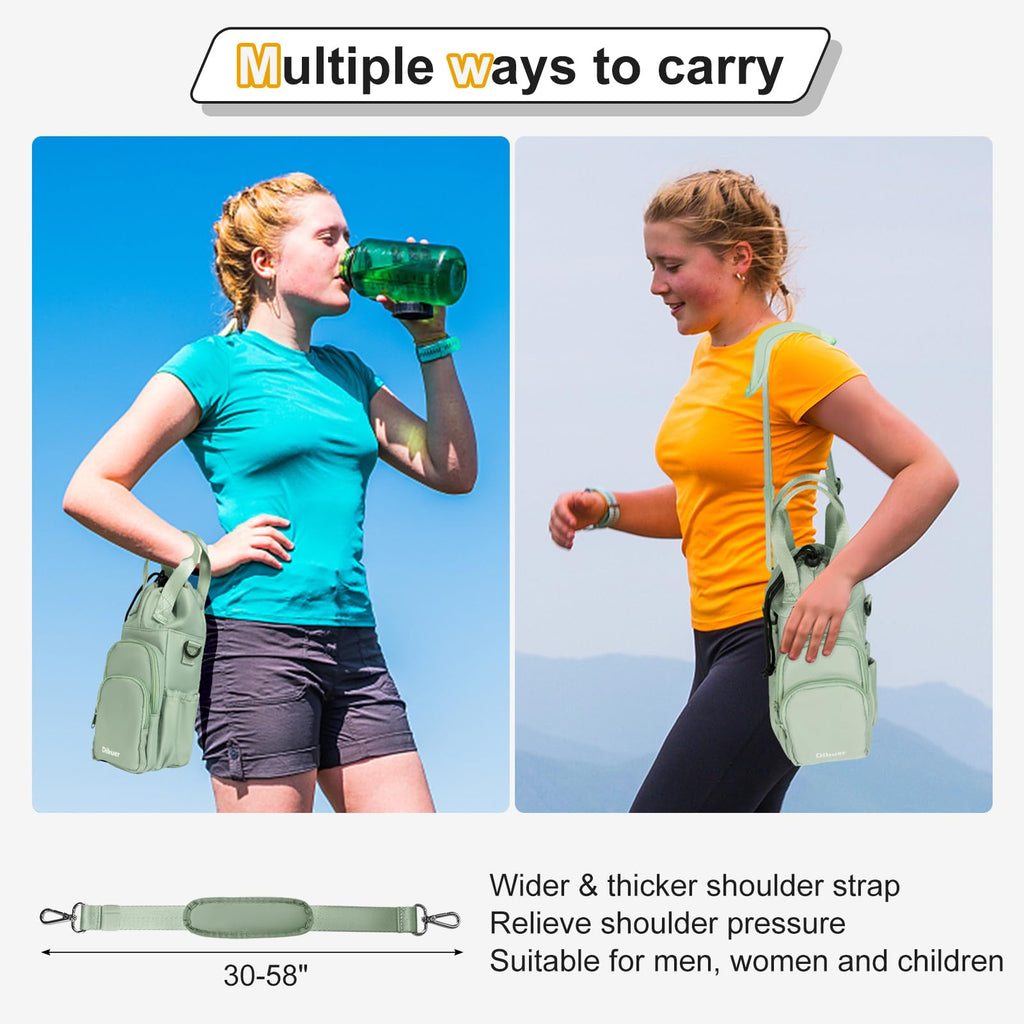 Water Bottle Holder with Strap, 32oz 40oz Insulated Crossbody Water Bottle Carrier Sling Bag with Phone Pocket for Walking/Hiking/Travel/Gym