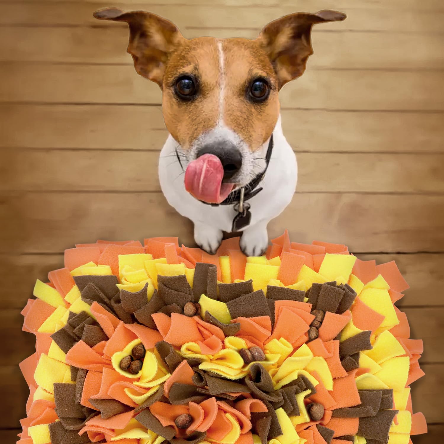 LIVEKEY Pet Snuffle Mat for Dogs, Dog Feeding Mat, Nosework Training Mats for Foraging Instinct Interactive Puzzle Toys (Orange&Yellow&Brown)