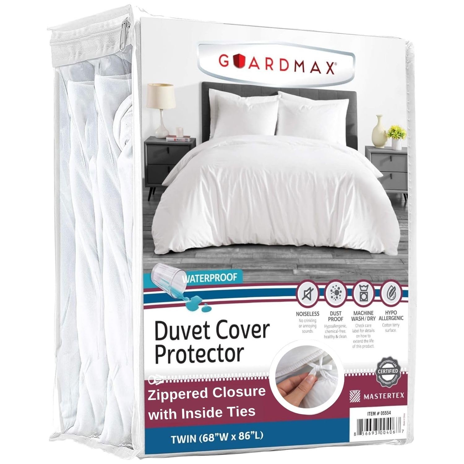 Guardmax Waterproof Duvet Cover - Jersey Fabric with Zipper Closure | Premium Quality, Bed Bug & Allergen Proof Twin (68 x 86)