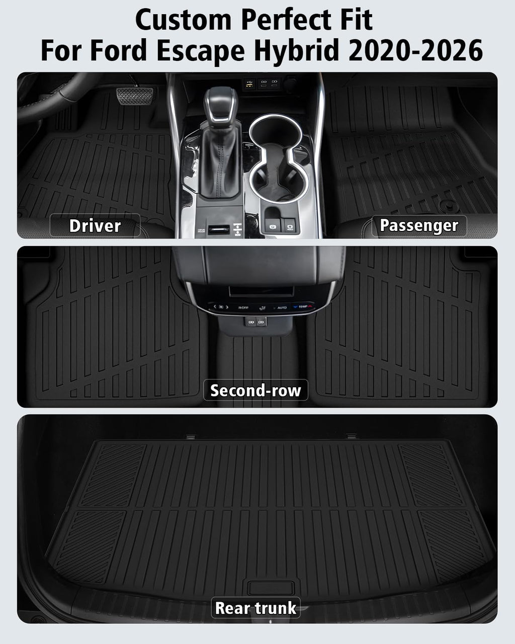 Floor Mats & Cargo Mat & Backrest Mat Custom for Toyota RAV4 Hybrid 2026 (Not for Cargo Area with Subwoofer) (Not for Phev), Door Sill Guards, All Weather TPE Floor Liners for RAV-4 2026 Accessories