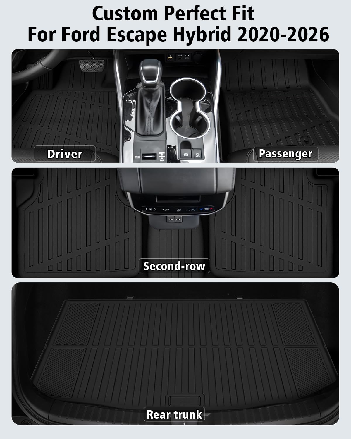 Floor Mats & Cargo Mat & Backrest Mat Custom for Toyota RAV4 Hybrid 2026 (Not for Cargo Area with Subwoofer) (Not for Phev), Door Sill Guards, All Weather TPE Floor Liners for RAV-4 2026 Accessories