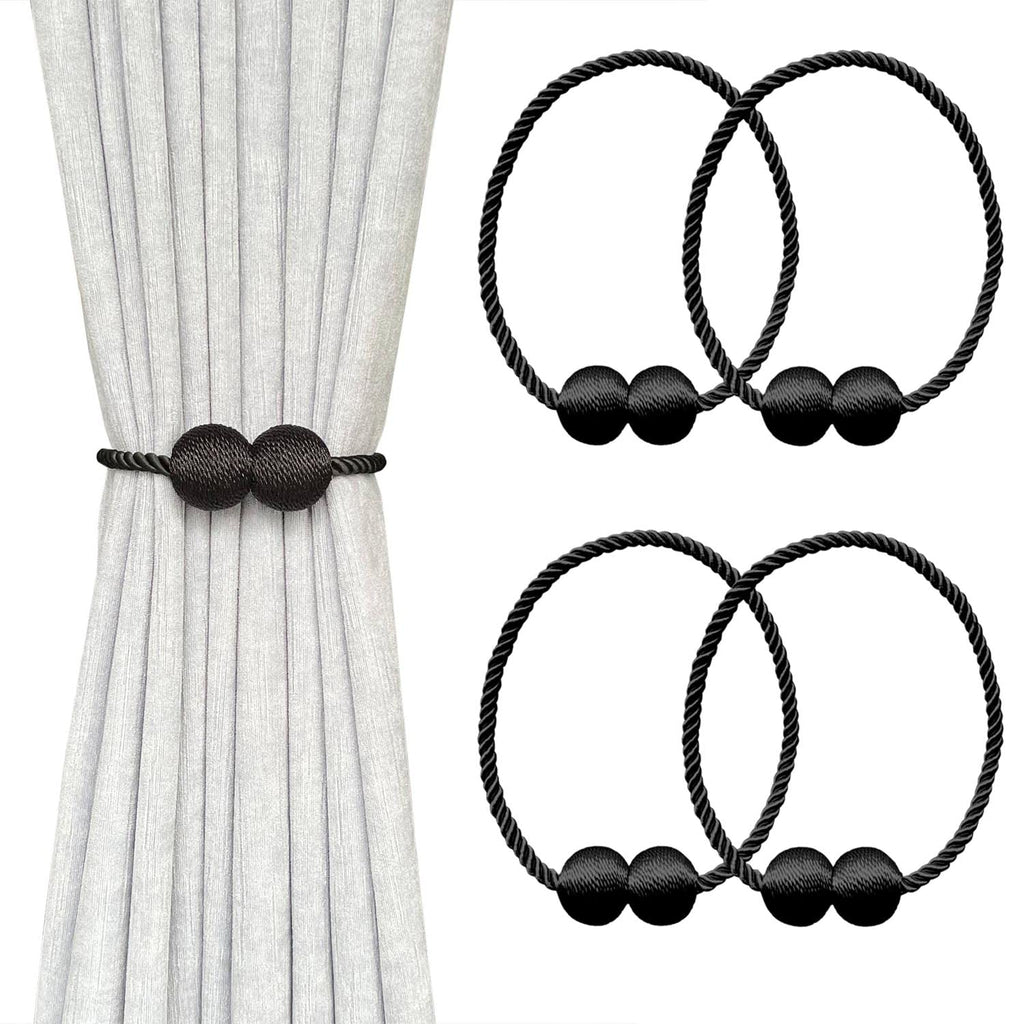 Melaluxe 2 Pack Magnetic Curtain Tiebacks, Decorative Curtain Holdbacks for Window Décor (Beige)