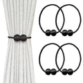 Melaluxe 2 Pack Magnetic Curtain Tiebacks, Decorative Curtain Holdbacks for Window Décor (Beige)