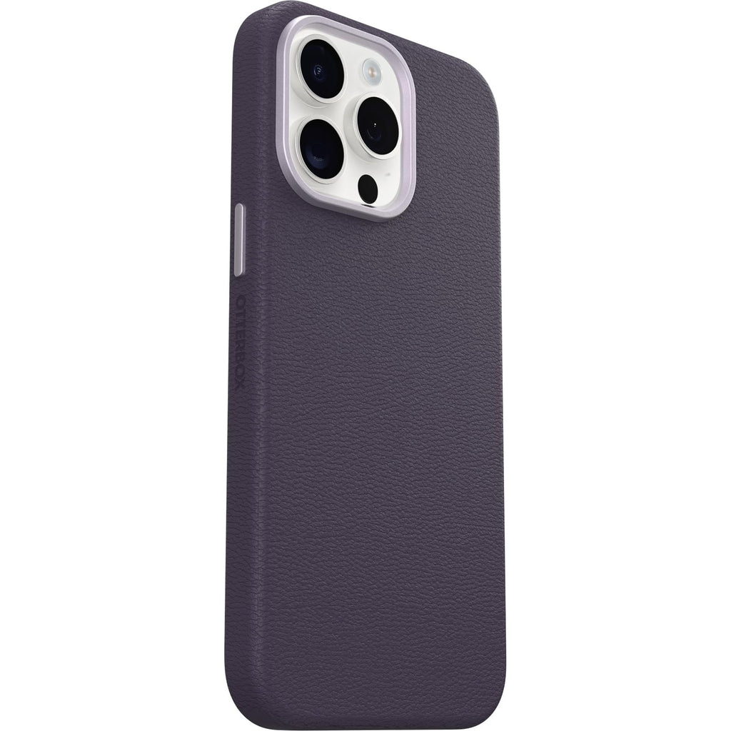 OtterBox iPhone 15 Symmetry Series Cactus Leather for MagSafe - Noir ASH (Black), Slim, Premium, Protective iPhone Case