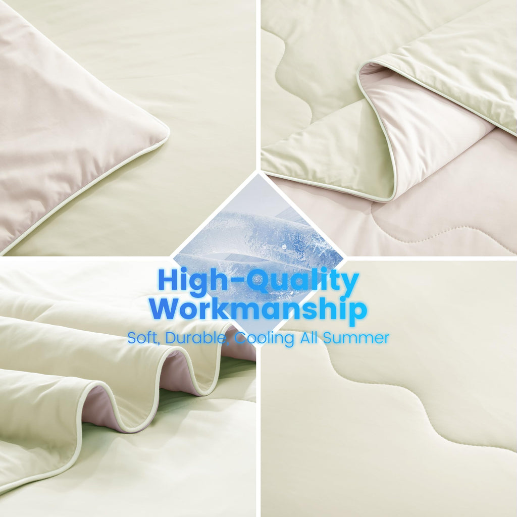 SNOWMAN Cooling Comforter Twin XL Size Double-Sided, Soft Cooling Blanket for Hot Sleepers, Cold Touch Fabric Summer Quilt, Lightweight Q-Max>0.4 Silk Smooth (Blue/Grey, 60"x90")