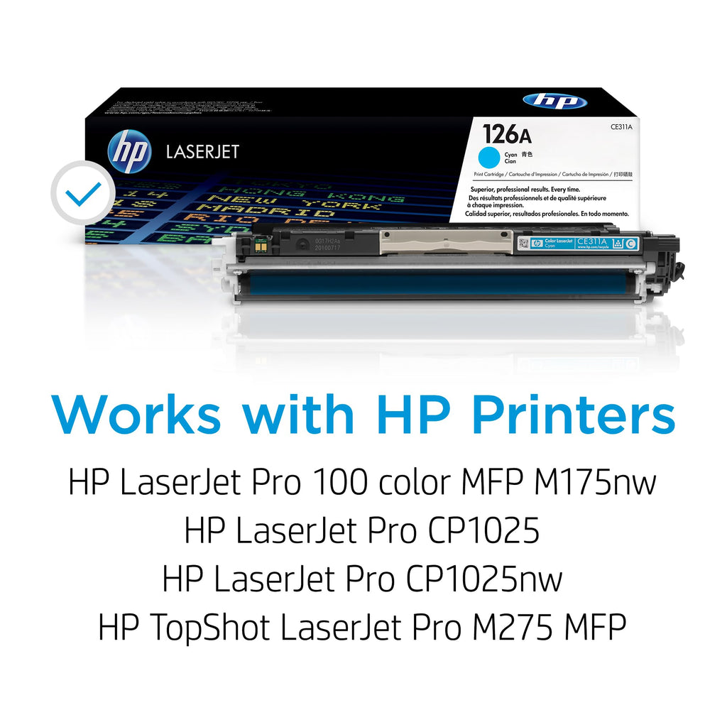HP 126A Black Toner Cartridge | Works with HP LaserJet Pro 100 Color MFP M175 Series, HP LaserJet Pro CP1025 Series, HP TopShot LaserJet Pro M275 MFP Series | CE310A