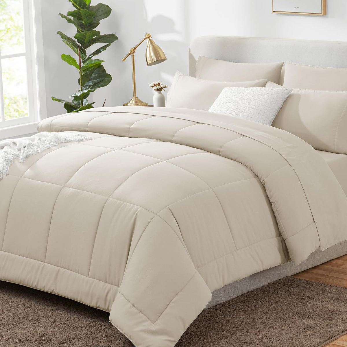 CozyLux Twin XL Comforter Set Baby Blue, 5 Pieces Twin Extra Long Bed in a Bag for College Dorm, All Season Bedding Set with Stitch Quilted Comforter, Flat Sheet, Fitted Sheet, Pillowcases