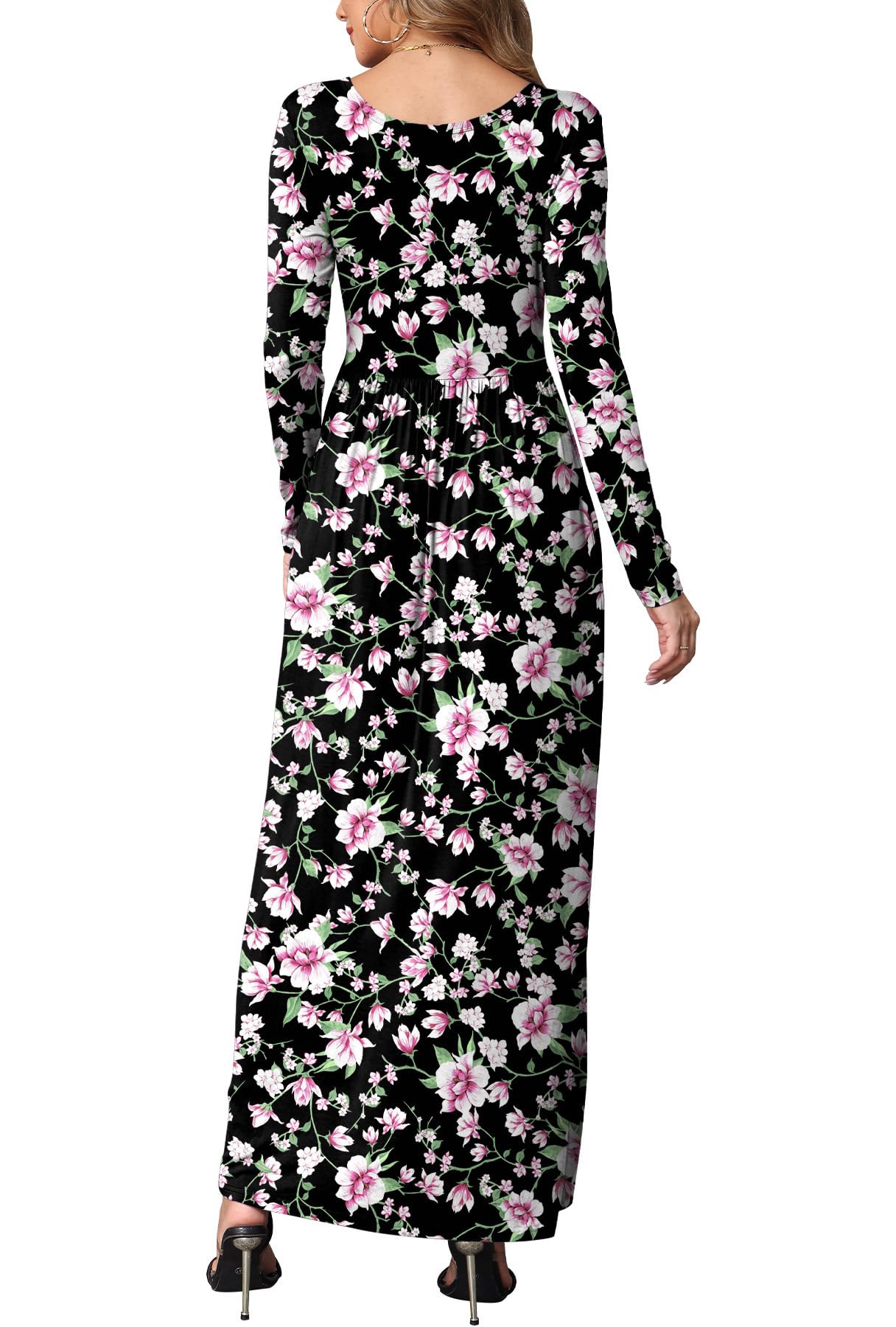 EUOVMY Women's Long Sleeve Loose Maxi Dresses Casual Long Dresses with Pockets