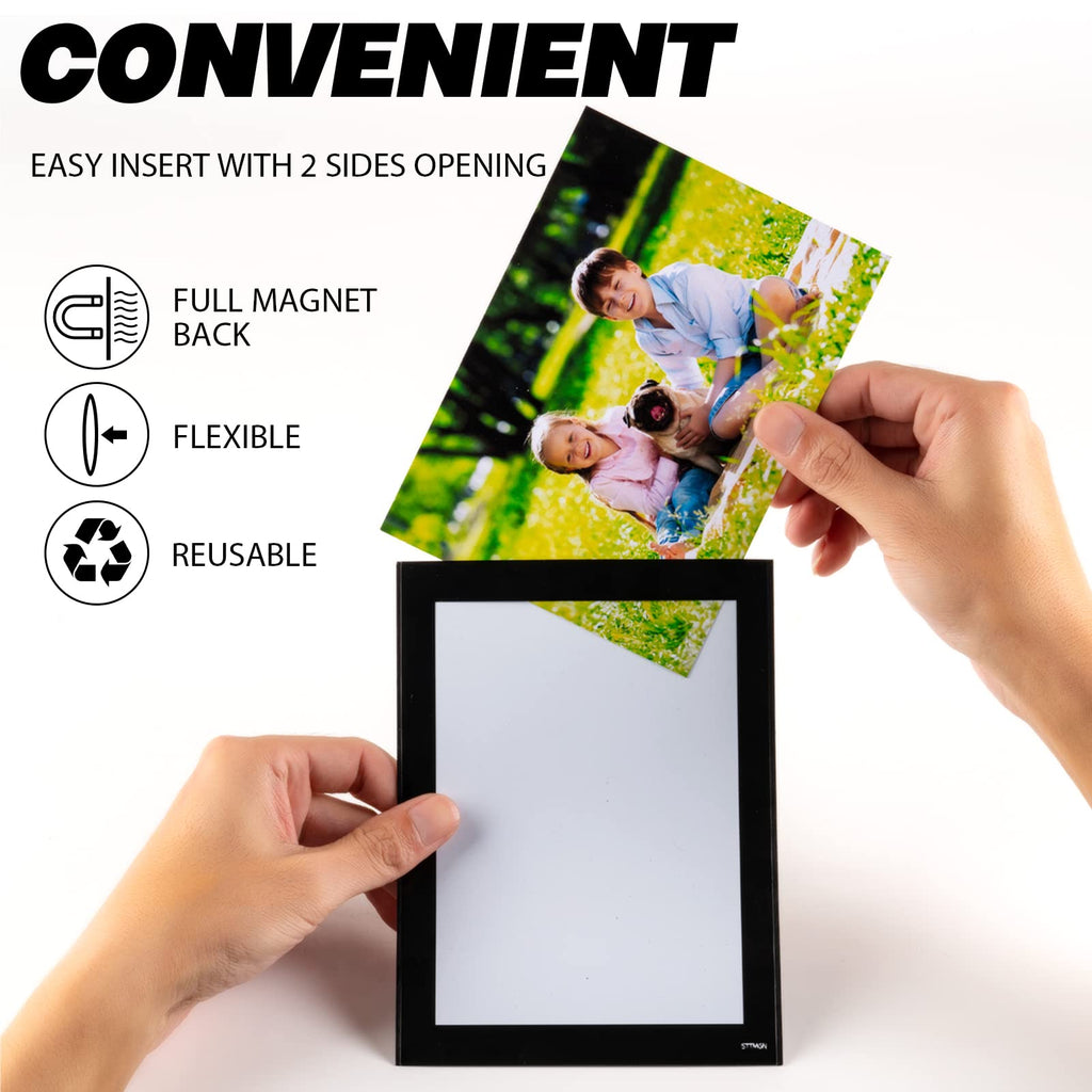 STTMGN Magnetic Picture Frames with Black Border(2.5"X3.5",12 Pack),Mini Wallet Size Magnet Photo Sleeves Pockets/Holder,Decorations for Home/Office/School/Classroom/Party