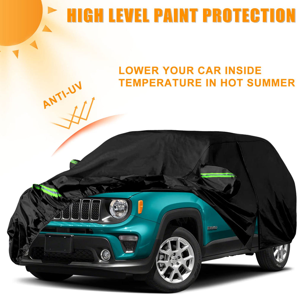 Waterproof Car Cover Replace for 1993-2010 Jeep Grand Cherokee, 6 Layers All Weather Car Cover with Zipper Door & Windproof Bands for Snow Rain Dust Protection
