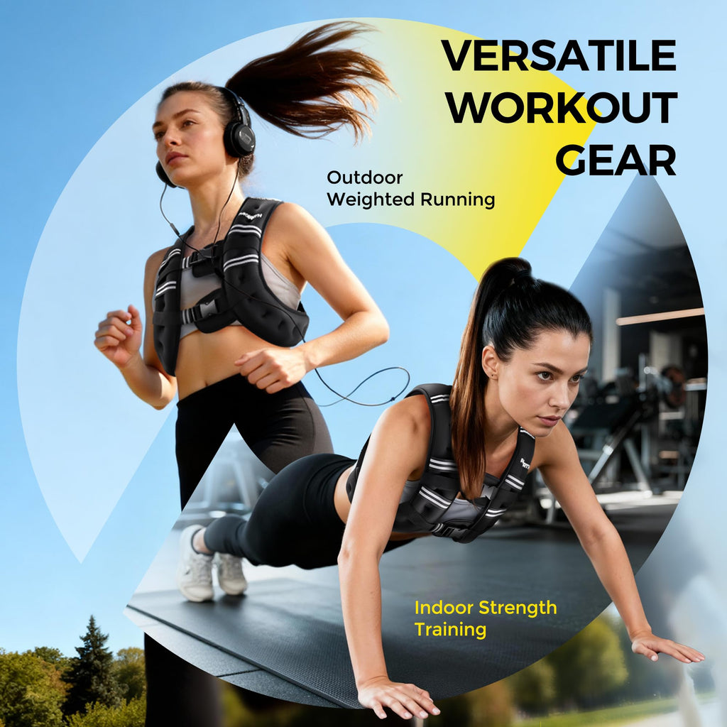 PACEARTH Weighted Vest,6lb/8lb/10lb/12lb/16lb/20lb/25lb/30lb Weight Vest with Reflective Stripe, Body Weight Vests for Women, Men, Weight Loss Workout, Strength Training, Running, Walking, Jogging