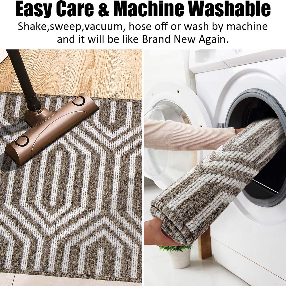 Indoor Doormat 24"x 36", Absorbent Front Back Door Mat Floor Mats, Rubber Backing Non Slip Door Mats Inside Mud Dirt Trapper Entrance Door Rug Carpet, Machine Washable Low Profile-Brown Time Cloister